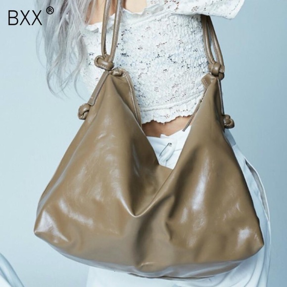 Tan. Soft PU leather. Knot shoulder strap. - Picture 1 of 4